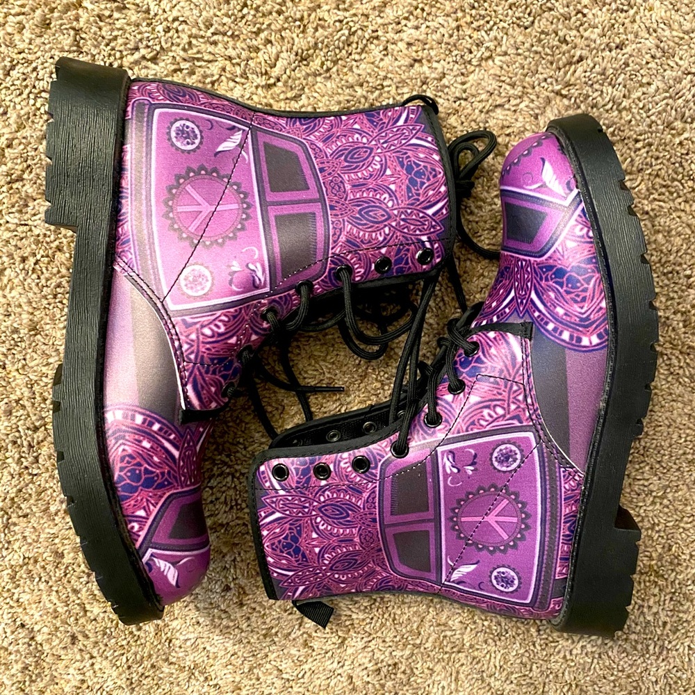 Purple Hippie Combat Boots Size 7
